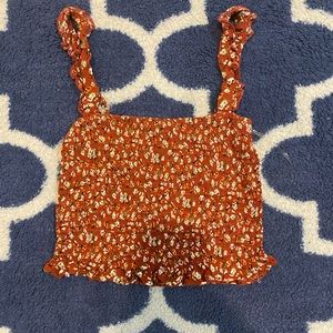 Free people orange floral tank top